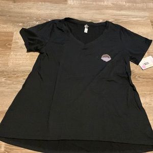 Lularoe women’s large Christy  Black V Neck top with rainbow